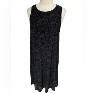 Late 90s/Y2K Simply Styled by Sears Black Sleeveless‎ Floral Velvet Burnout Slip